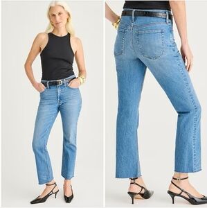 J. Crew Women's 9" Demi Boot Cropped Jeans Light Blue Wash High Rise Size 30
